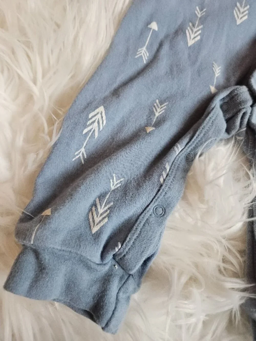 Modern moments blue snap button arrow boho bohemian footless pajama cotton 6-9M